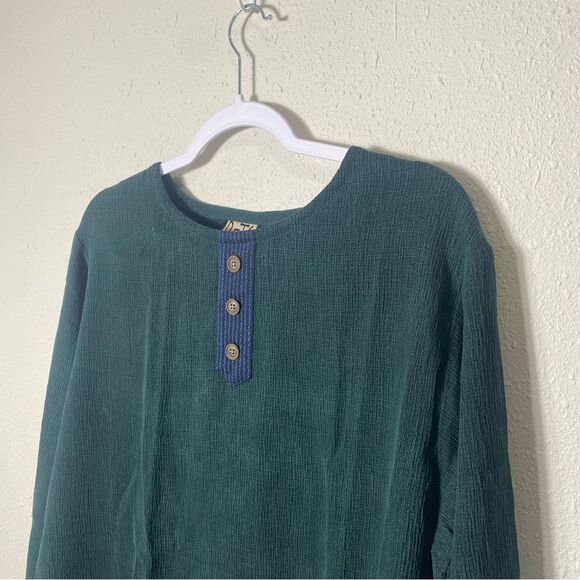 Bets By Canvasbacks Forest Green Gauzy Long Sleeve Tunic Top Women's Size Medium - Picture 9 of 10